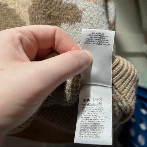 Lucky Brand Beige and Cream Camouflage Wool Blend Sweater - Picture 6 of 7